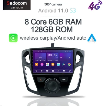 Carplay 6G+128Gb Android 11.0 DVD плейър за кола Радионавигация GPS за фокус 3 MK3 2012 - 2016 2017 2018 2019 Стерео радио 2Din