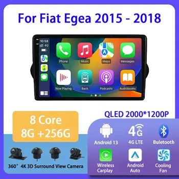 Android 13 За Fiat Egea 2015 - 2018 Автомобилно радио Мултимедиен видео плейър Навигация за Android Auto Carplay Wifi GPS стерео