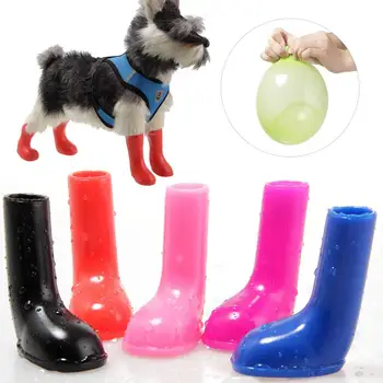 4Pcs куче кученце обувки водоустойчив нехлъзгане разтеглив домашен любимец защитни дъжд ботуши