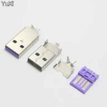 10Set USB 2.0 Тип A Тип заваряване Мъжки щепсел Никелирани конектори usb-A Tail Socket 3 в 1 DIY адаптер