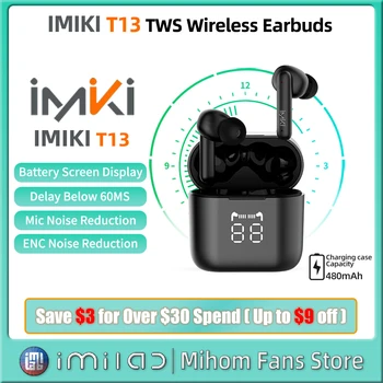 IMIKI T13 TWS безжични слушалки Bluetooth слушалки за видео игри HiFi слушалки Touch Control стерео спортни слушалки телефони слушалка
