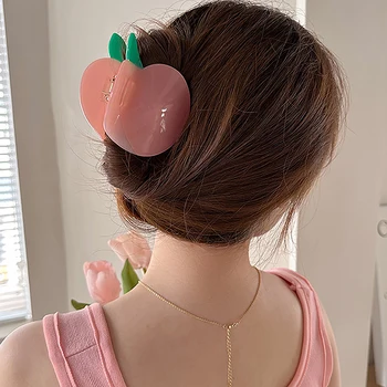Висококачествен ацетатен щипка за коса за жени момичета Новопристигнали Пресни геометрични плодове черешово грозде Limon Hami пъпеш Grab Clip