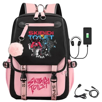 Game Skibidi тоалетна ученическа чанта тийнейджър USB зареждане раница карикатура момчета момичета bookbag лаптоп чанта пътуване чанта деца раница