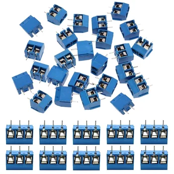 60Pcs 5mm стъпка 2 пинов & 3 пинов конектор за винтов блок за монтиране на печатни платки за Arduino (50 x 2 пина, 10 x 3 пина)