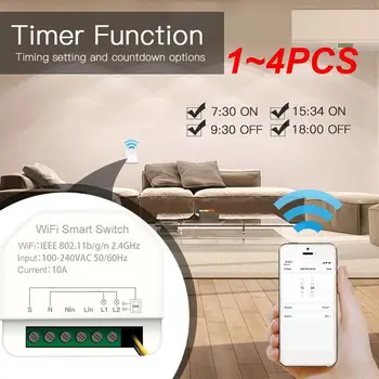 Tuya Wifi Mini Smart Switch 2 Gang 100-240V таймер превключватели контролер Smart Home Smart Life работи с Alexa Home