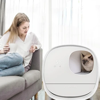 Интелигентна кутия за отпадъци Напълно затворена автоматична тоалетна за чекмеджета Изключително големи консумативи за котки, устойчиви на пръски
