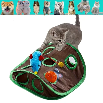 Девет дупка Pet тунел сладък сгъваема мишка дупка котка интерактивна игра аксесоари малки животни крие лабиринт забавно домашни любимци преследване доставки