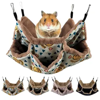 Hamster хамак трислойни малки домашни любимци висящи легло зимата топло плюшени хамстер хамак висящи гнездо клетка за пор катерица