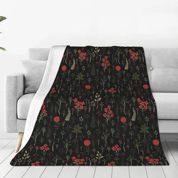 Green RedOrange и черен цветенботанически печат одеяло покривка на леглото Kawaii разтегателен диван за деца