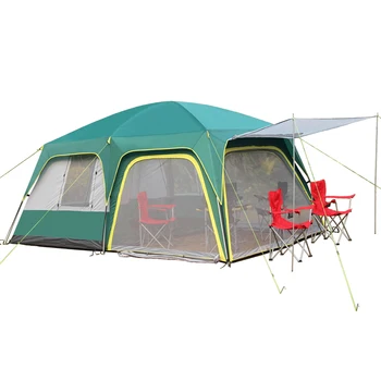15 квадратни метра удебелен слънцезащитен крем 5-8 души 2Стаи 1Hall двуслойна палатка Устойчива на насекоми и вятър водоустойчива туристическа