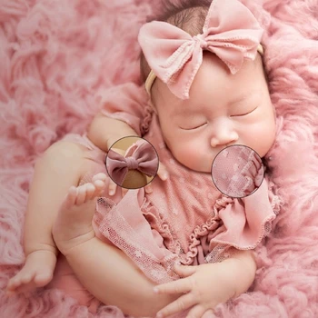 Детска фотография облекло Bowknot лента за глава дантела гащеризон рокля фотостудио подпори бебе фото костюм новородено душ подарък