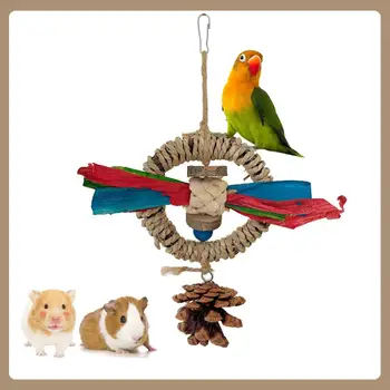 Mini Size Pet Toy Parrot Toy Hamster Chewing Toy Rabbit Molar String Small Pet Bird Trainer Wooden Rattan Chewing Toy