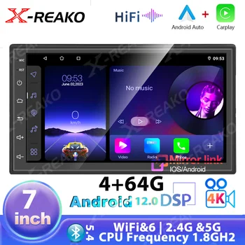 REAKO 2Din Android12 7 инчов автомобил стерео радио мултимедиен плейър навигация GPS RDS / AM Carplay DSP HIFI 4K HD видео BT5.4 4 + 64g