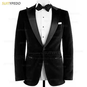 2023 Най-новите официални черни мъже костюм палто сватбено парти младоженеца луксозен един бутон смокинг яке бизнес гала класически нетактичност 1 брой