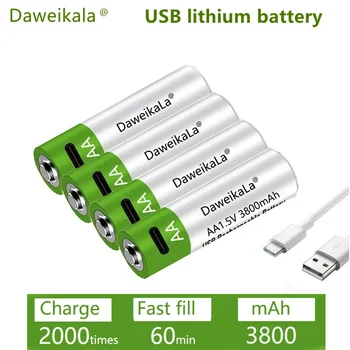 USB 1.5V AA бързо зареждаща се литиево-йонна батерия с капацитет 3800mah и USB акумулаторна литиево-йонна батерия за играчка keyboa