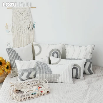 LOZUJOJU Nodic Simple Modern White Grey Couch Cushion Cover Throw Pillow Case Декоративни калъфки за възглавници 30x50cm / 45x45cm