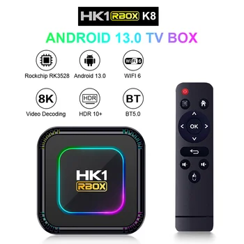 Нова HK1 RBOX K8 телевизионна кутия Android 13.0 RGB светлина Rockchip RK3528 WIFI 6 BT 5.0 8K Set top box Google Voice media player
