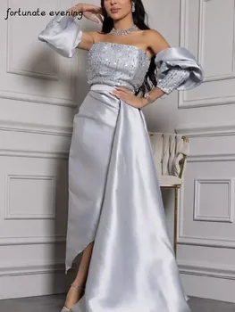 Щастлива вечер елегантна реколта сребро пайети без презрамки персонализирате официален повод бала рокля вечерно парти рокли