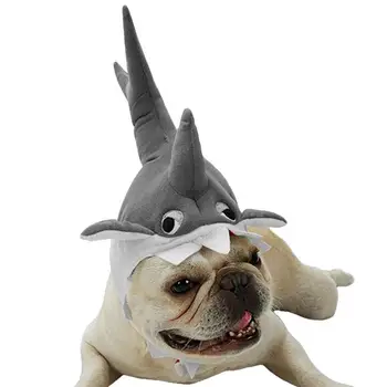 Котка акула костюм Акула котка костюм със сладък акула форма акула куче костюм куче акула headress за косплей парти Хелоуин парти