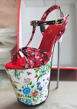 SDTRFT 19cm тънки високи токчета платформа сандали 7.5 инча катарама обувки жена помпи лято Peep Toe булчински stilettos Сапатос Mujer
