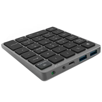 N970 Безжична Bluetooth цифрова клавиатура с USB HUB Двойни режими ОщеФункционални клавиши Mini Numpad за счетоводни задачи Черен