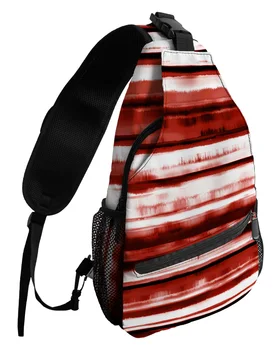 акварелна ивица Абстрактно градиентно червено гърдите чанти за жени мъже водоустойчив пратеник чанти спорт едно рамо crossbody чанта