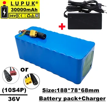 Lupuk-36v батерия, 1000 вата, 10s4p, 30Ah, подходяща за електрически велосипеди, оборудвана с интегрирано BMS + 42v зарядно устройство за продажба