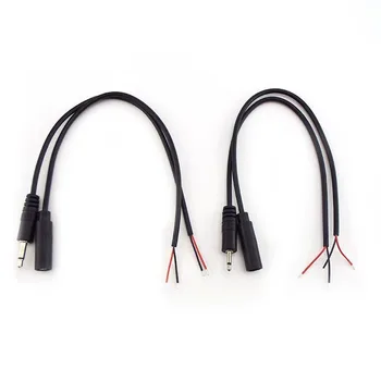 25CM 2.5mm 3.5mm моно аудио конектор кабел 2pin тел разширение кабел мъжки женски щепсел DIY ремонт единична глава щепсел D6