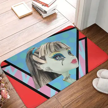 Monster High Doll Bath Non-Slip Carpet 1980 Geometric Floating Frankie Stein Head Bedroom Mat Welcome Floor Decoration Rug