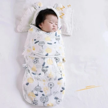 0-6 месеца бебе пашкул пелени обвива новородено бебе спален чувал сладък мечка уши детска глава врата протектор дизайн пелена чанта