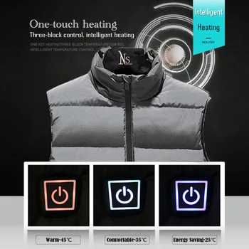 2020 USB зареждане на открито топло мъжко палто Дамска жилетка надолу интелигентна отопляема жилетка 3 цвята зимни електрически отоплителни якета за ски