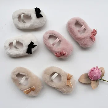 Бебешки обувки Cute Baby Girl Plus Velvet Anti-Slip Toddler Shoes To Keep Warm Mao Mao Cute Wear Cotton Comfortable