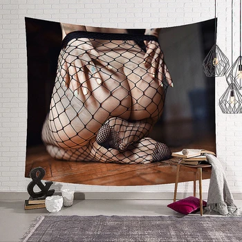 Секси артистична жена копринена мрежа бикини задник плакат фон висящи плат гоблен стенопис завеса банери декорация дома
