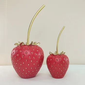 Смола занаяти симулирани плодове модел ягода златни ягоди карикатура декоративни фигурки начало декорация аксесоари