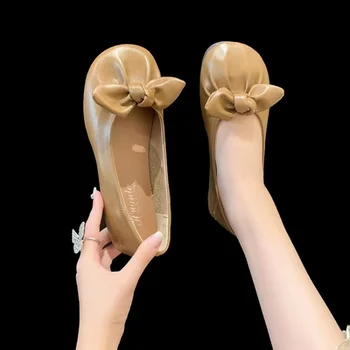 Обувки за жени 2023 Гореща продажба Slip-on Дамски апартаменти Мода Пеперуда-възел Daily Flats Жени Нови кръгли пръсти Дамски плоски обувки