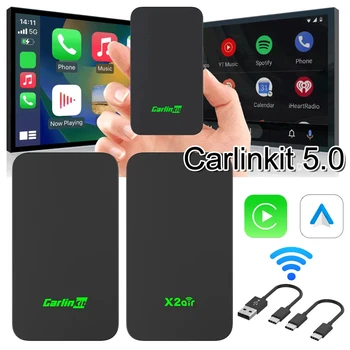 CarlinKit 5.0 Кабелен към безжичен Android Auto Box Безжичен адаптер за CarPlay Интелигентна кола Ai Box WiFi Bluetooth Auto Connect Plug&Play