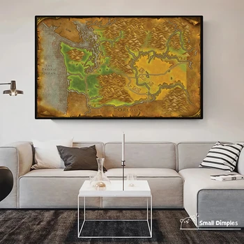 Карта на Вашингтон - Светът на Warcraft Карта на стила Игра Плакат Платно Арт Печат Декорация на дома Стенопис (без рамка)