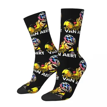 Ежедневни мъжки чорапи Wout Van Aert Продукт Топъл белгийски колоездач състезател Графични чорапи All Seasons Подарък за рожден ден