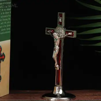 1бр кръст разпятие стойка сплав Христос католически статуя на Исус фигурка религиозна молитва църковна декорация кола Начало параклис декор