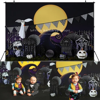Хелоуин гробище призрак декори деца бебе фотография реквизит дете възрастен photocall тиква голяма луна вечер фон