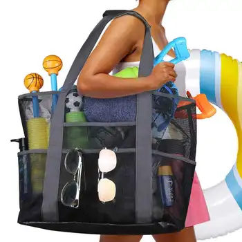 Прозрачна плажна чанта мрежеста чанта с голям капацитет Луксозни дизайнерски чанти за съхранение Чанта за тоалетни принадлежности Плажни чанти Чанта за басейн Чанта за плуване
