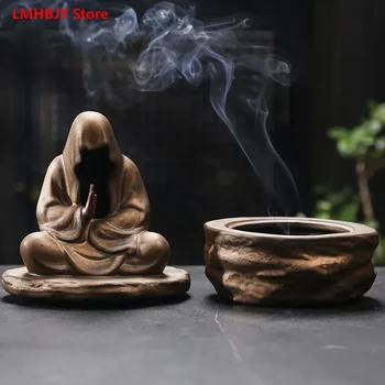 Творчески керамични позлатени безлични Дзен плоча тамян печка ароматерапия печка чай церемония декорации с тибетски аромат