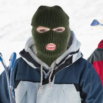 2024 Нова топла ски маска 3 дупки Пълно покритие на лицето Плетена ски маска Зимна балаклава Спортна маска на открито Пълна маска за лице за жени Мъже