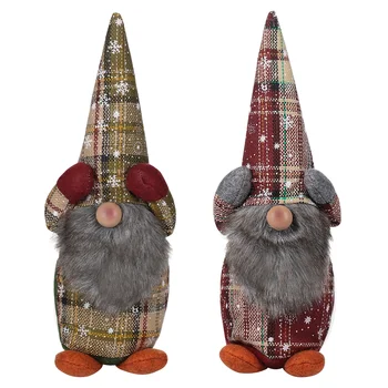 2Pcs Коледа плюшен гном, Коледа Santa Gnome празник гном шведски фигурка орнаменти за дома десктоп Treetop орнаменти