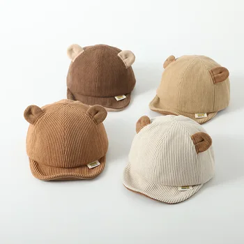 Карикатура мечка бебешка шапка корейски стил есен зима мек връх капачка за новородени момчета и момичета бебе аксесоари