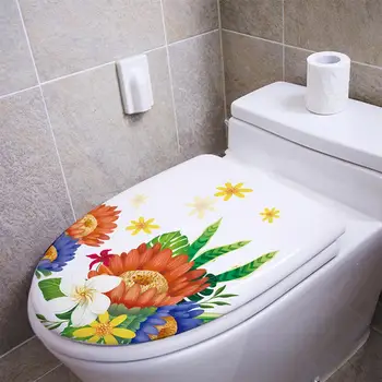 Самозалепващ се стикер за тоалетна чиния стикер Очарователен цветен тоалетен декор Самозалепващи стикери за тоалетна Капак Баня Стена