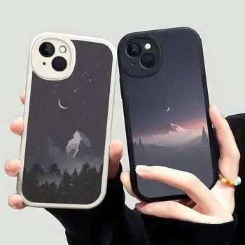 Cartoon Art Snow Mountain телефон случай кожа за Iphone 13 Pro Max 12 Mini 11 14 X XR XS 7 8 плюс мек силиконов удароустойчив капак