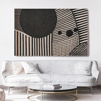 Големи черно-бели Абстрактна линия Арт Плакати и принтове Рисуване на канава Модерно изкуство Картини за стена Начало Бар Декорация на стая