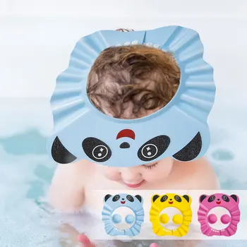 силиконова бебешка шапка за душ Регулируема шапка за измиване на косата за новородено Защита на ушите на новороденото Водоустойчив шампоан за къпане на главата