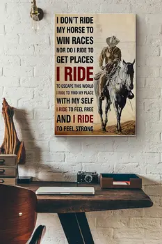 Не яздя коня си, за да печеля състезания Ретро метален калай знак реколта алуминий знак за дома декор стая метален декор 8x12 инча
